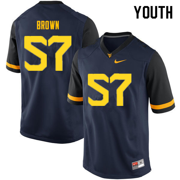 Youth #57 Michael Brown West Virginia Mountaineers College Football Jerseys Sale-Navy - Click Image to Close